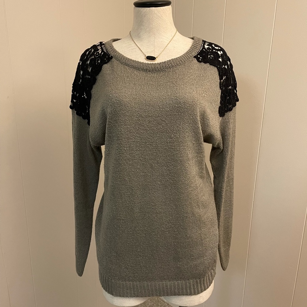 CHARMING CHARLIE LACED SHOULDER SWEATER - Picture 1 of 4